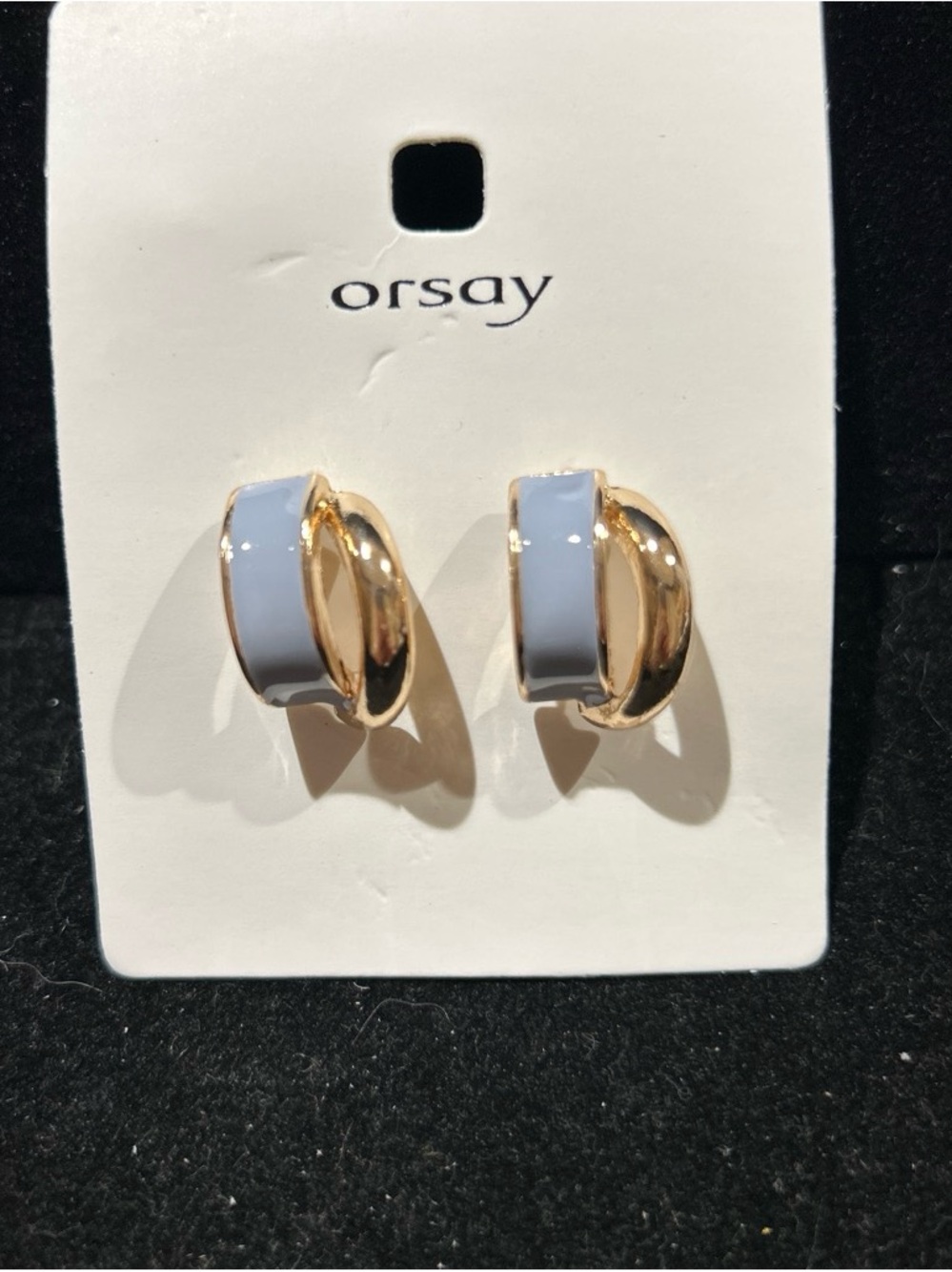 Orsay Gold & Light Blue Enamel Hoop stud Earrings